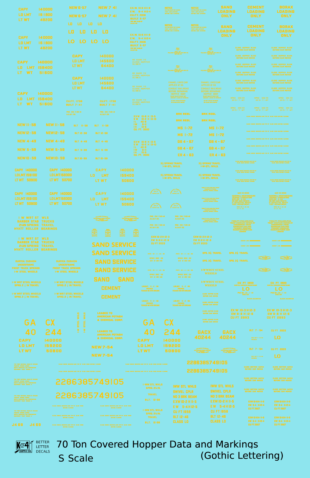 Dimensional and Weight Data 70 Ton Covered Hopper Gothic Font