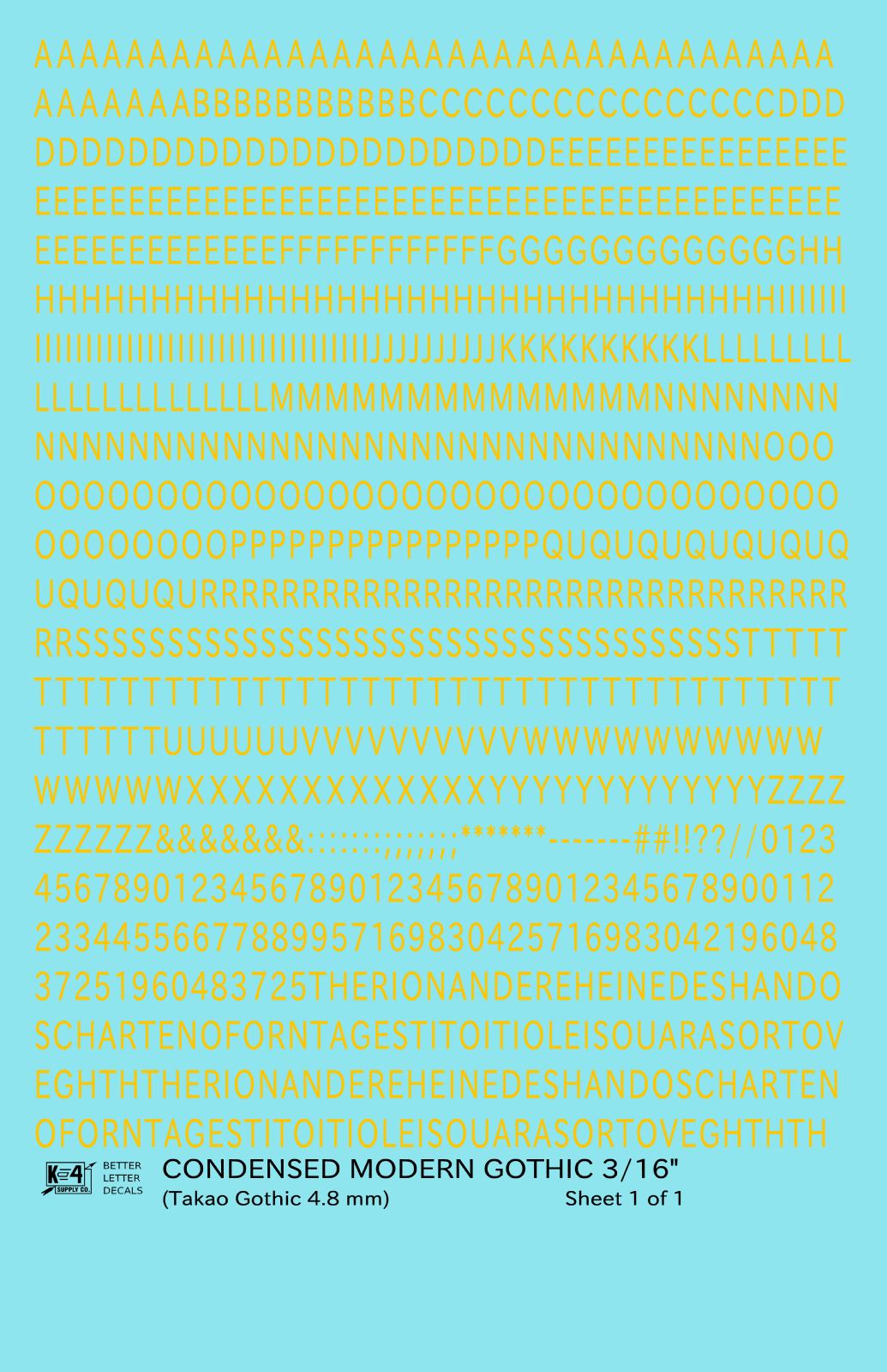 Condensed Modern Gothic Letter Number Alphabet