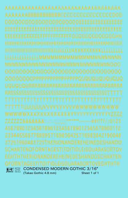 Condensed Modern Gothic Letter Number Alphabet