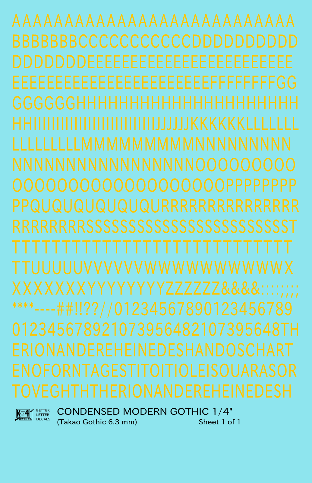 Condensed Modern Gothic Letter Number Alphabet