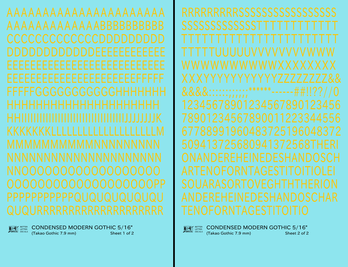 Condensed Modern Gothic Letter Number Alphabet