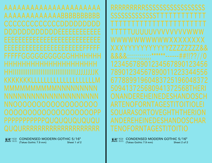 Condensed Modern Gothic Letter Number Alphabet