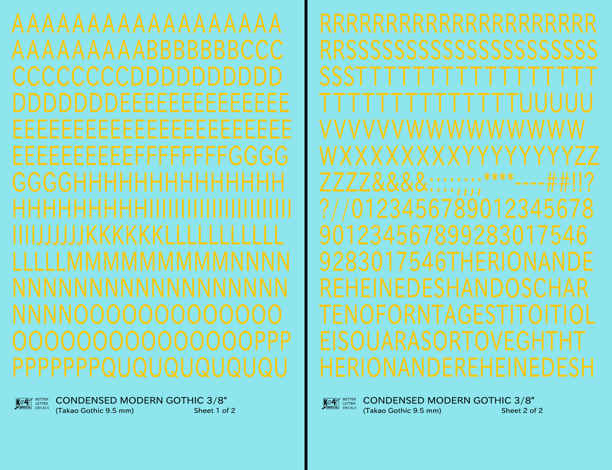 Condensed Modern Gothic Letter Number Alphabet