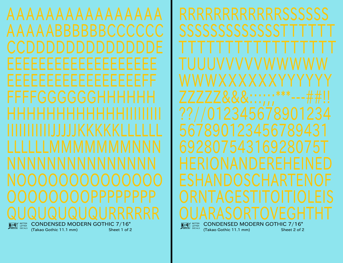 Condensed Modern Gothic Letter Number Alphabet