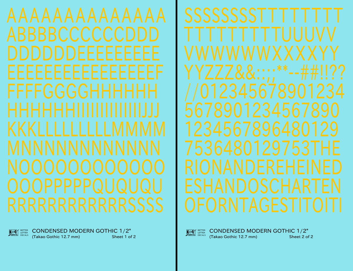 Condensed Modern Gothic Letter Number Alphabet
