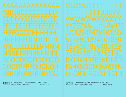 Condensed Modern Gothic Letter Number Alphabet