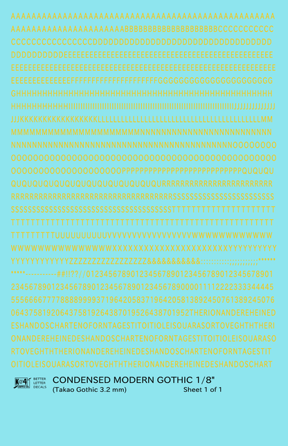 Condensed Modern Gothic Letter Number Alphabet