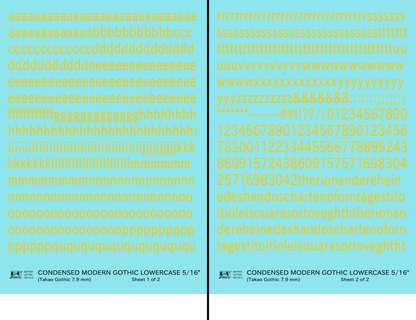 Lowercase Condensed Modern Gothic Letter Alphabet