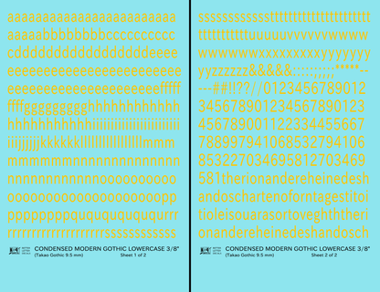 Lowercase Condensed Modern Gothic Letter Alphabet