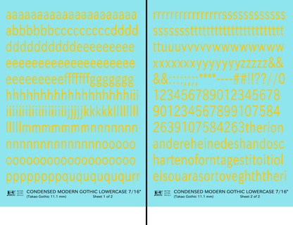 Lowercase Condensed Modern Gothic Letter Alphabet