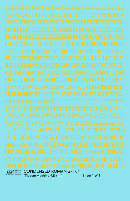 Condensed Roman Letter Number Alphabet