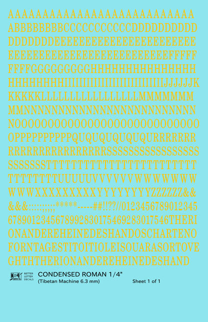 Condensed Roman Letter Number Alphabet