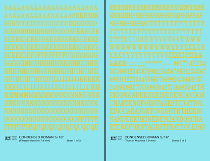 Condensed Roman Letter Number Alphabet