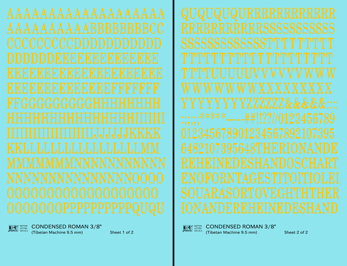 Condensed Roman Letter Number Alphabet