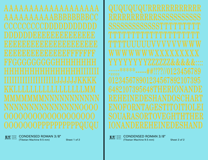 Condensed Roman Letter Number Alphabet