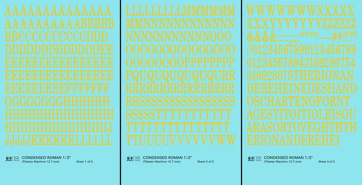 Condensed Roman Letter Number Alphabet