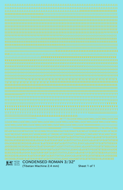 Condensed Roman Letter Number Alphabet