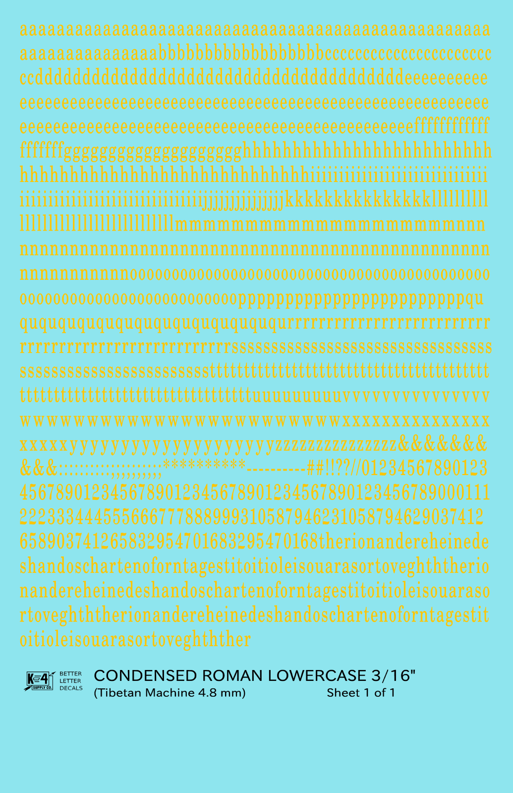 Lowercase Condensed Roman Letter Number Alphabet