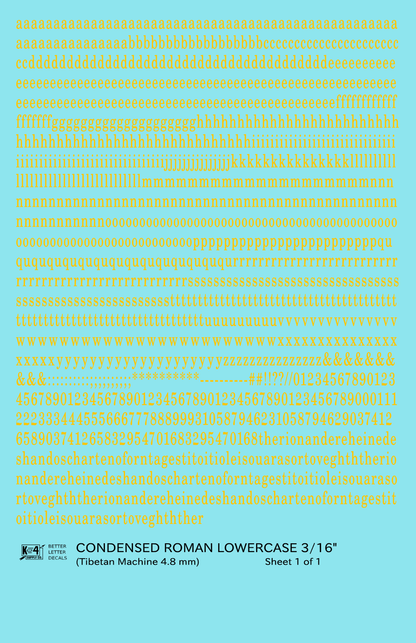 Lowercase Condensed Roman Letter Number Alphabet
