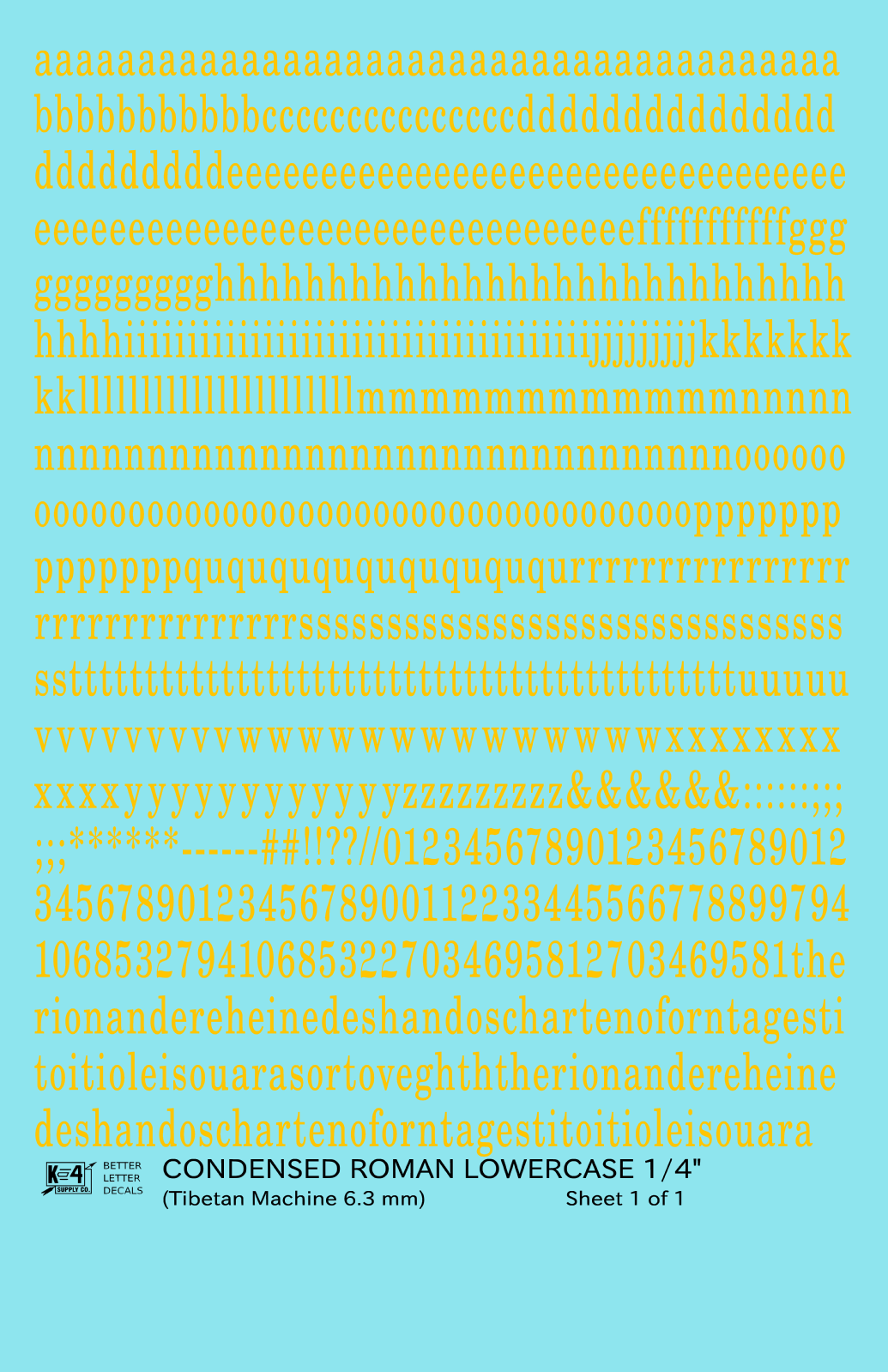 Lowercase Condensed Roman Letter Number Alphabet