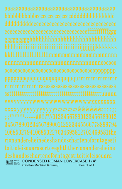 Lowercase Condensed Roman Letter Number Alphabet