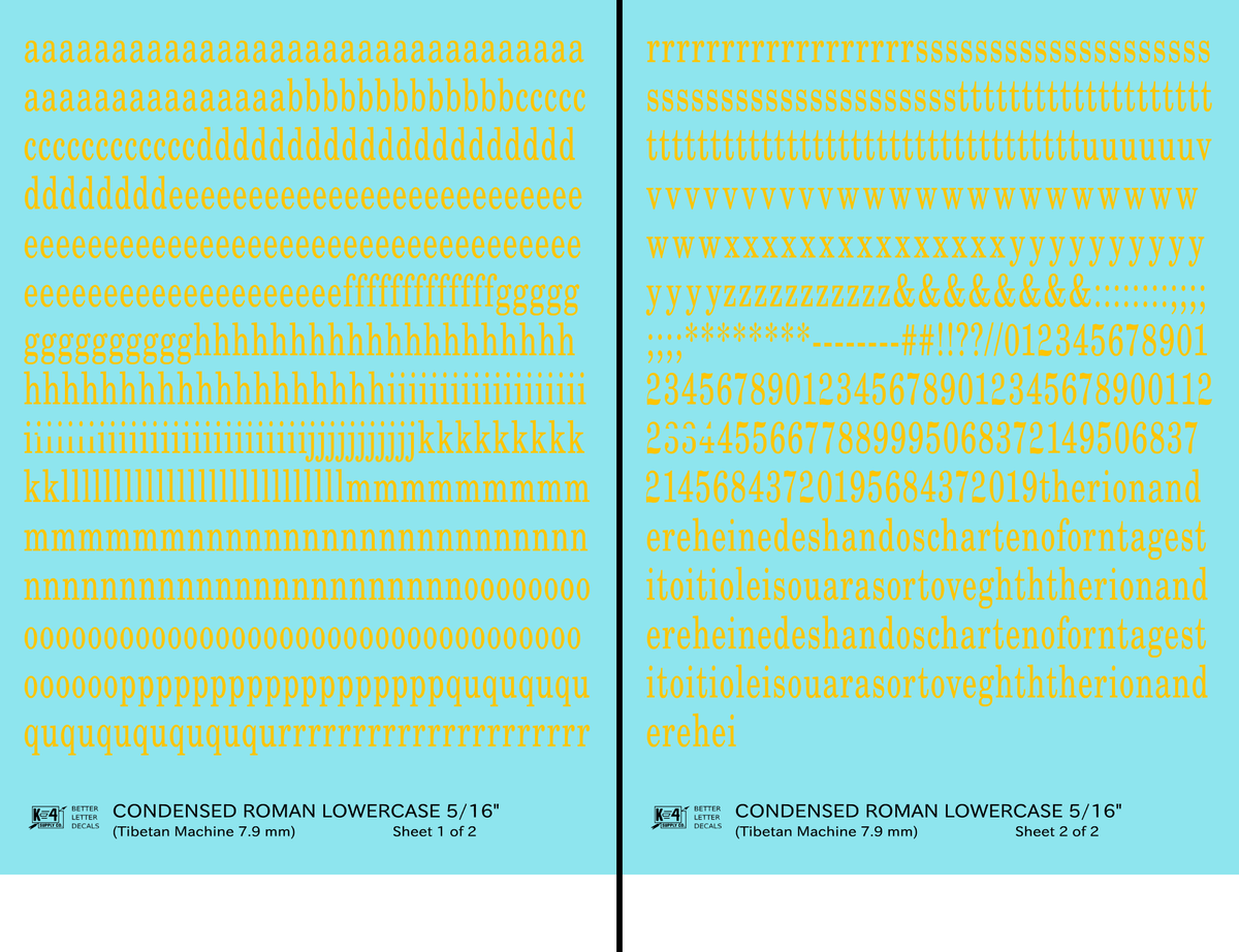 Lowercase Condensed Roman Letter Number Alphabet