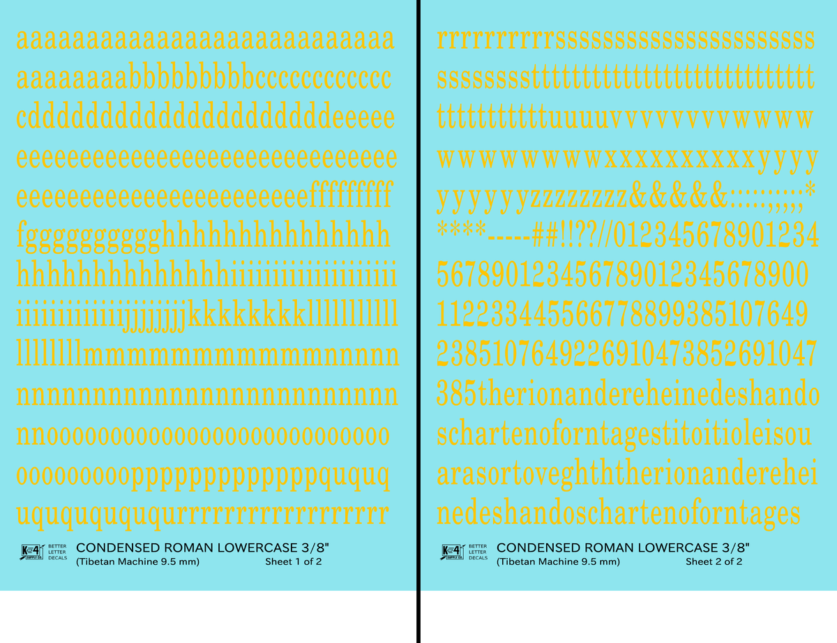 Lowercase Condensed Roman Letter Number Alphabet