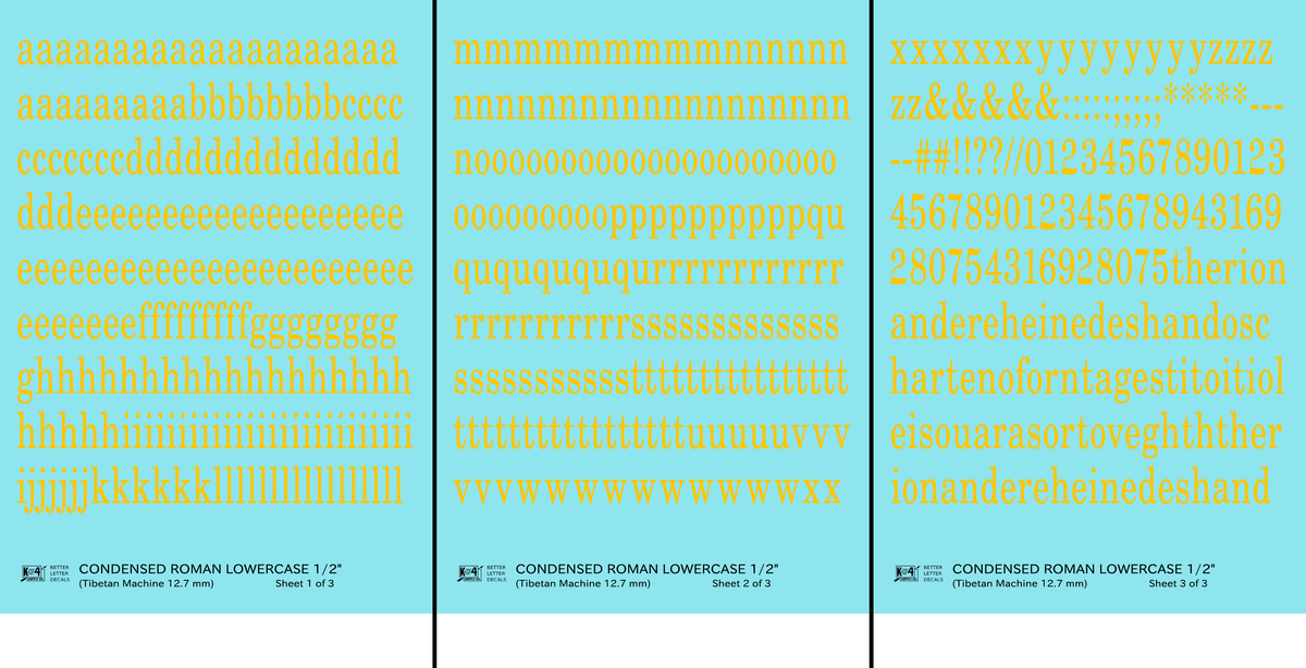 Lowercase Condensed Roman Letter Number Alphabet