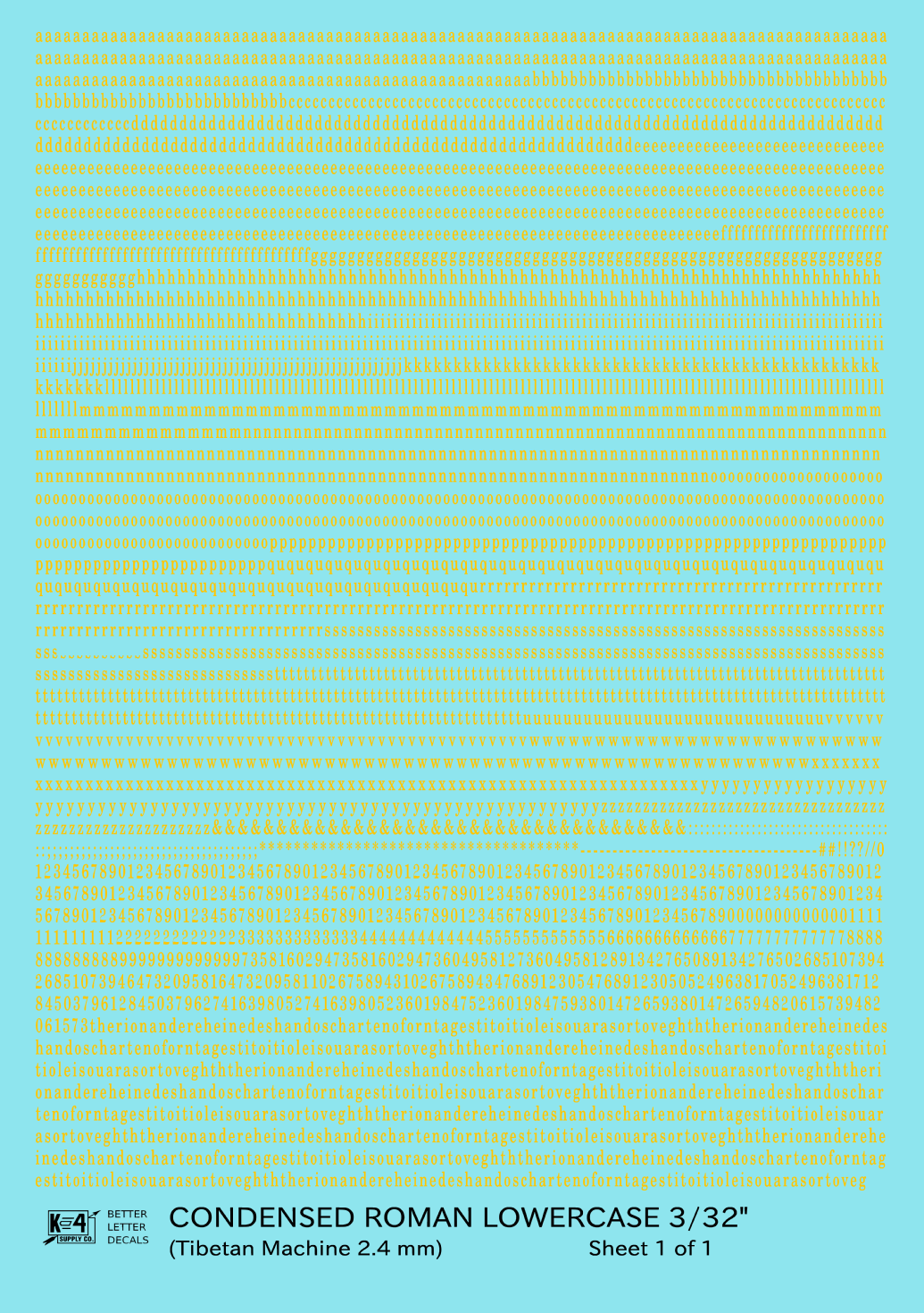 Lowercase Condensed Roman Letter Number Alphabet