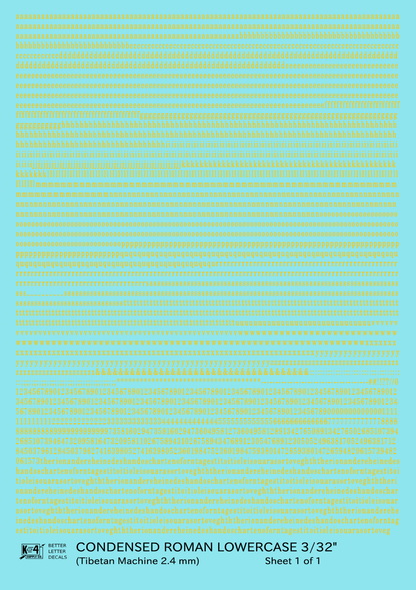 Lowercase Condensed Roman Letter Number Alphabet