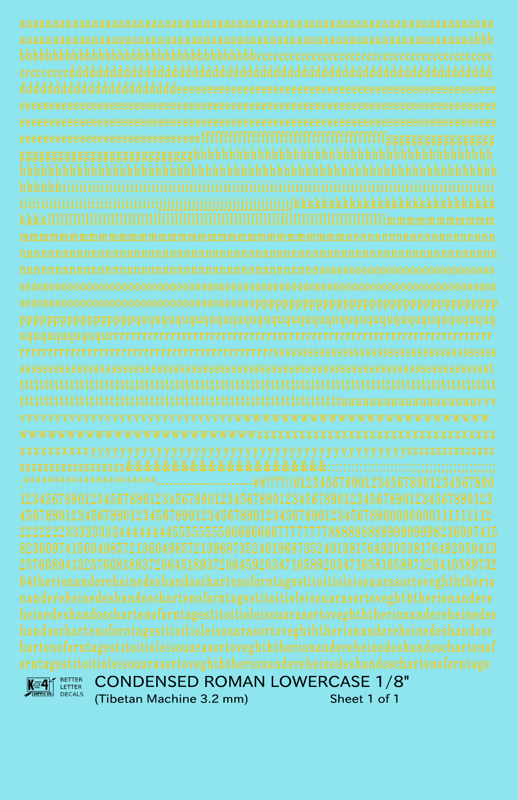 Lowercase Condensed Roman Letter Number Alphabet