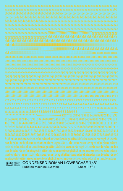 Lowercase Condensed Roman Letter Number Alphabet