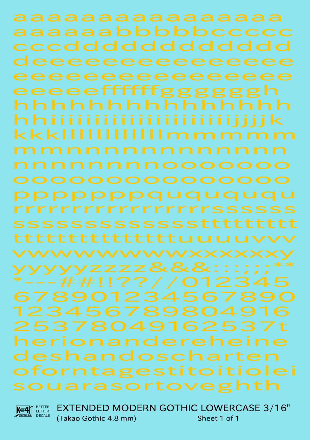Lowercase Extended Modern Gothic Letter Alphabet