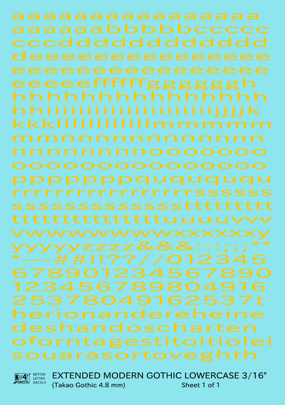 Lowercase Extended Modern Gothic Letter Alphabet
