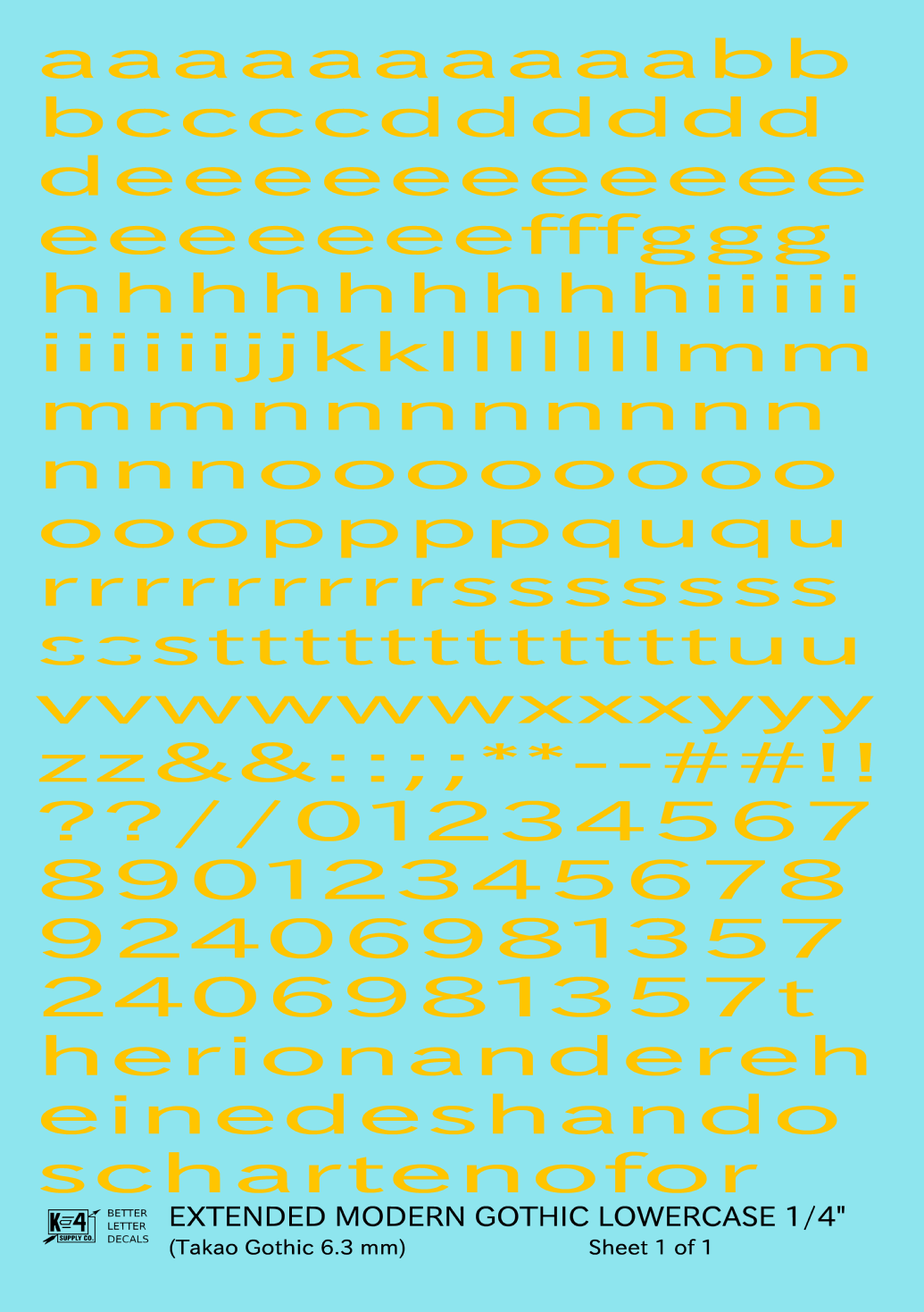 Lowercase Extended Modern Gothic Letter Alphabet