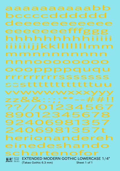 Lowercase Extended Modern Gothic Letter Alphabet