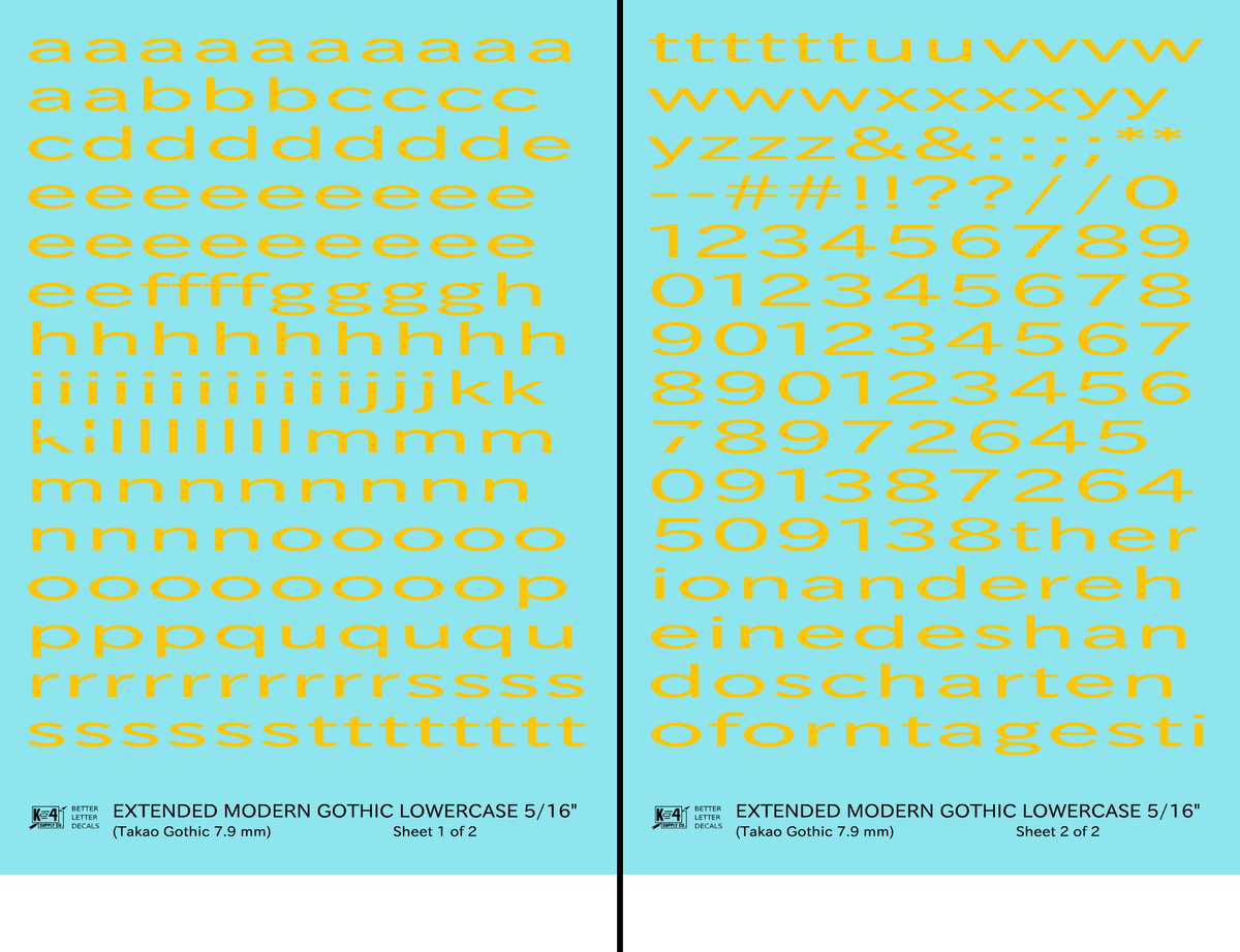 Lowercase Extended Modern Gothic Letter Alphabet