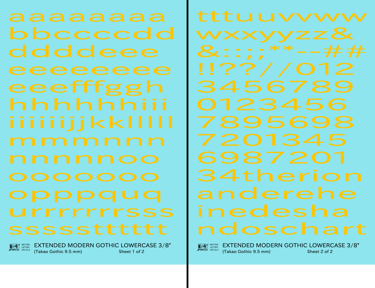 Lowercase Extended Modern Gothic Letter Alphabet
