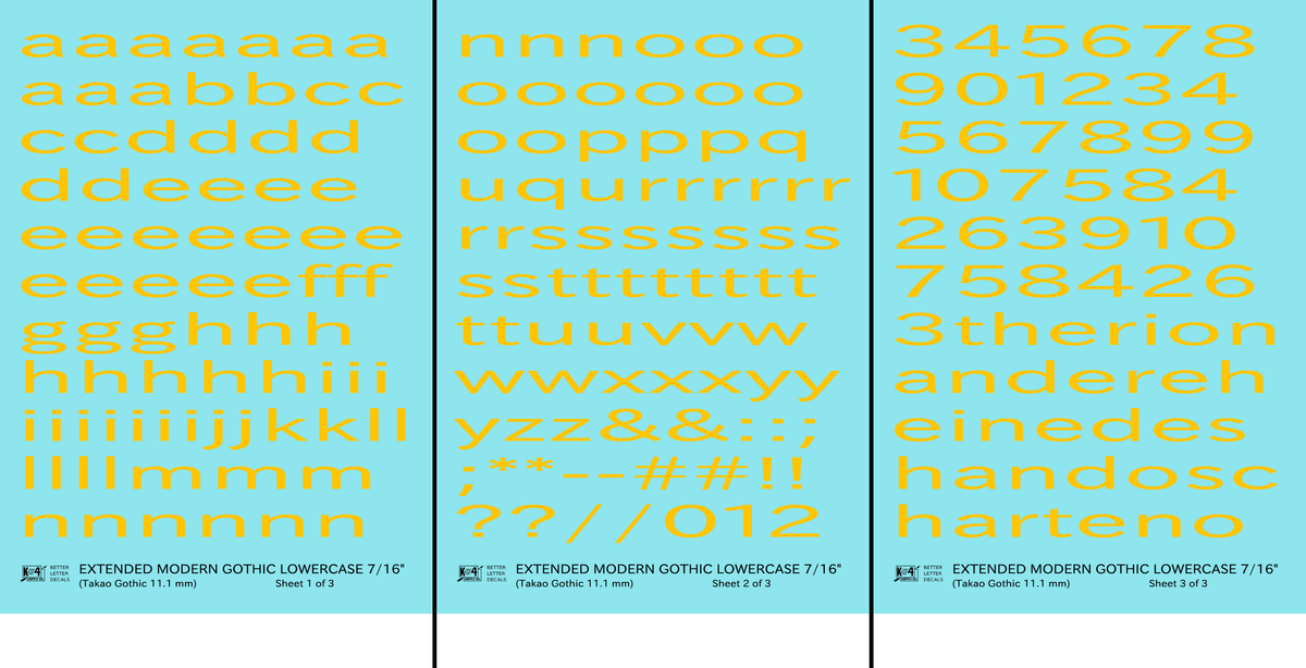 Lowercase Extended Modern Gothic Letter Alphabet