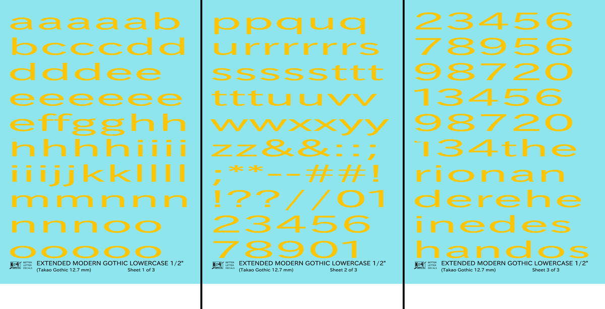 Lowercase Extended Modern Gothic Letter Alphabet