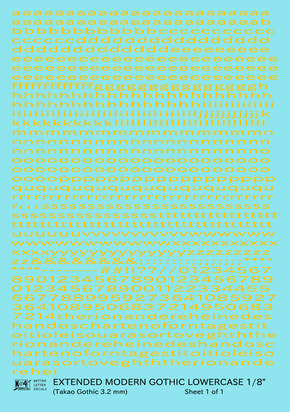 Lowercase Extended Modern Gothic Letter Alphabet