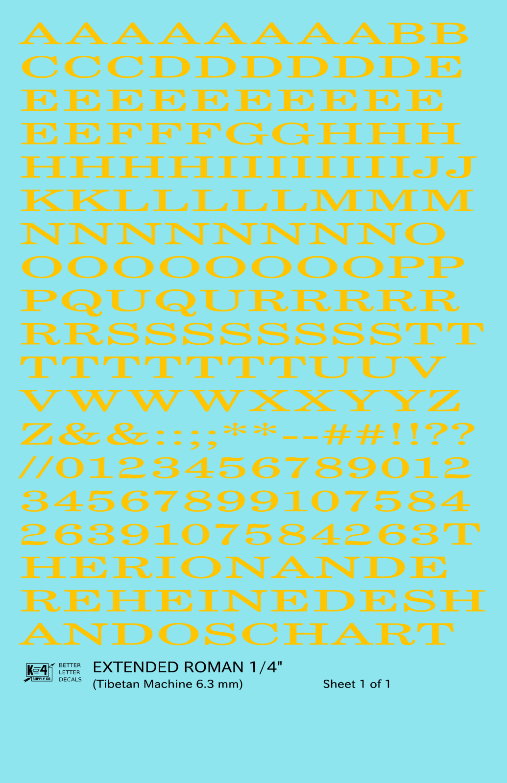 Extended Roman Letter Number Alphabet