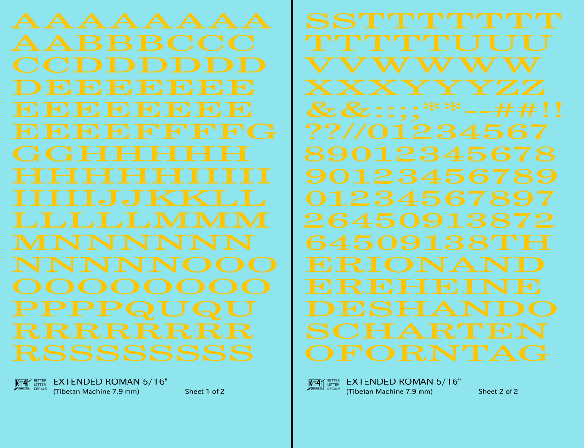 Extended Roman Letter Number Alphabet