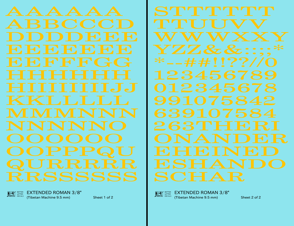 Extended Roman Letter Number Alphabet
