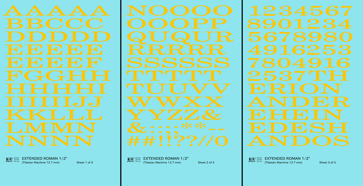 Extended Roman Letter Number Alphabet