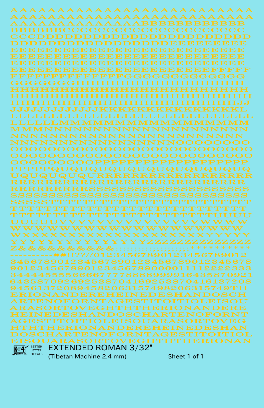 Extended Roman Letter Number Alphabet