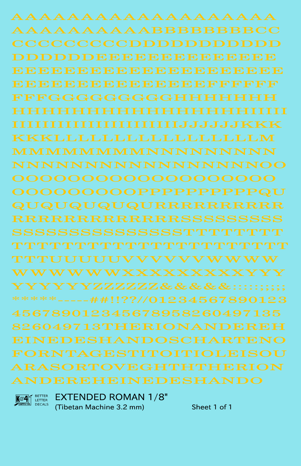 Extended Roman Letter Number Alphabet