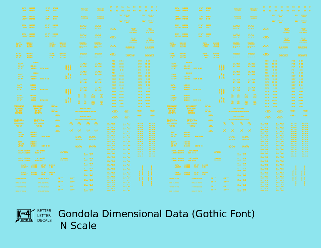 Dimensional and Weight Data Gondola Gothic Font