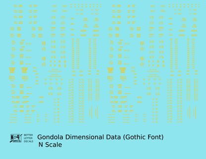 Dimensional and Weight Data Gondola Gothic Font