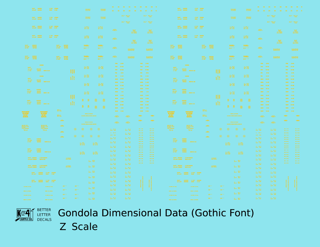 Dimensional and Weight Data Gondola Gothic Font